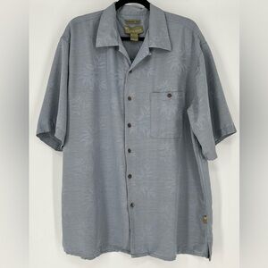 Cabana brand button-down shirt in ice blue made of 100% washable silk.